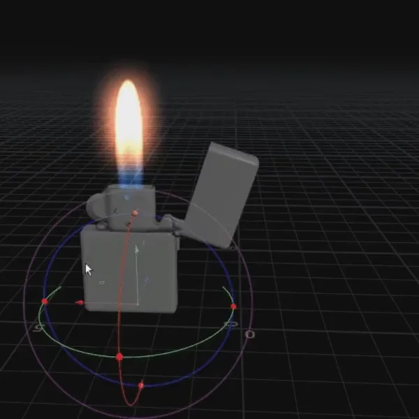 Un briquet Zippo avec une flamme en temps réel dans le viewport de Houdini